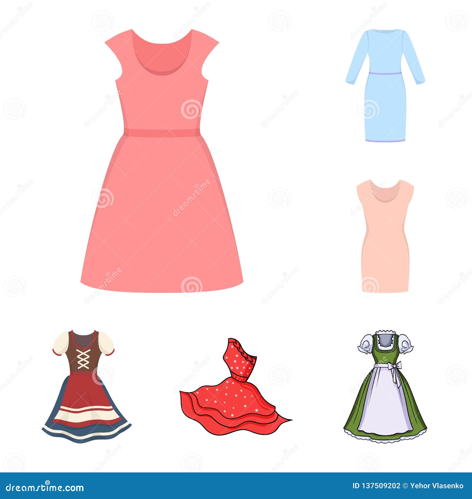 Vector Design of Dress and Clothes Sign. Collection of Dress and ...