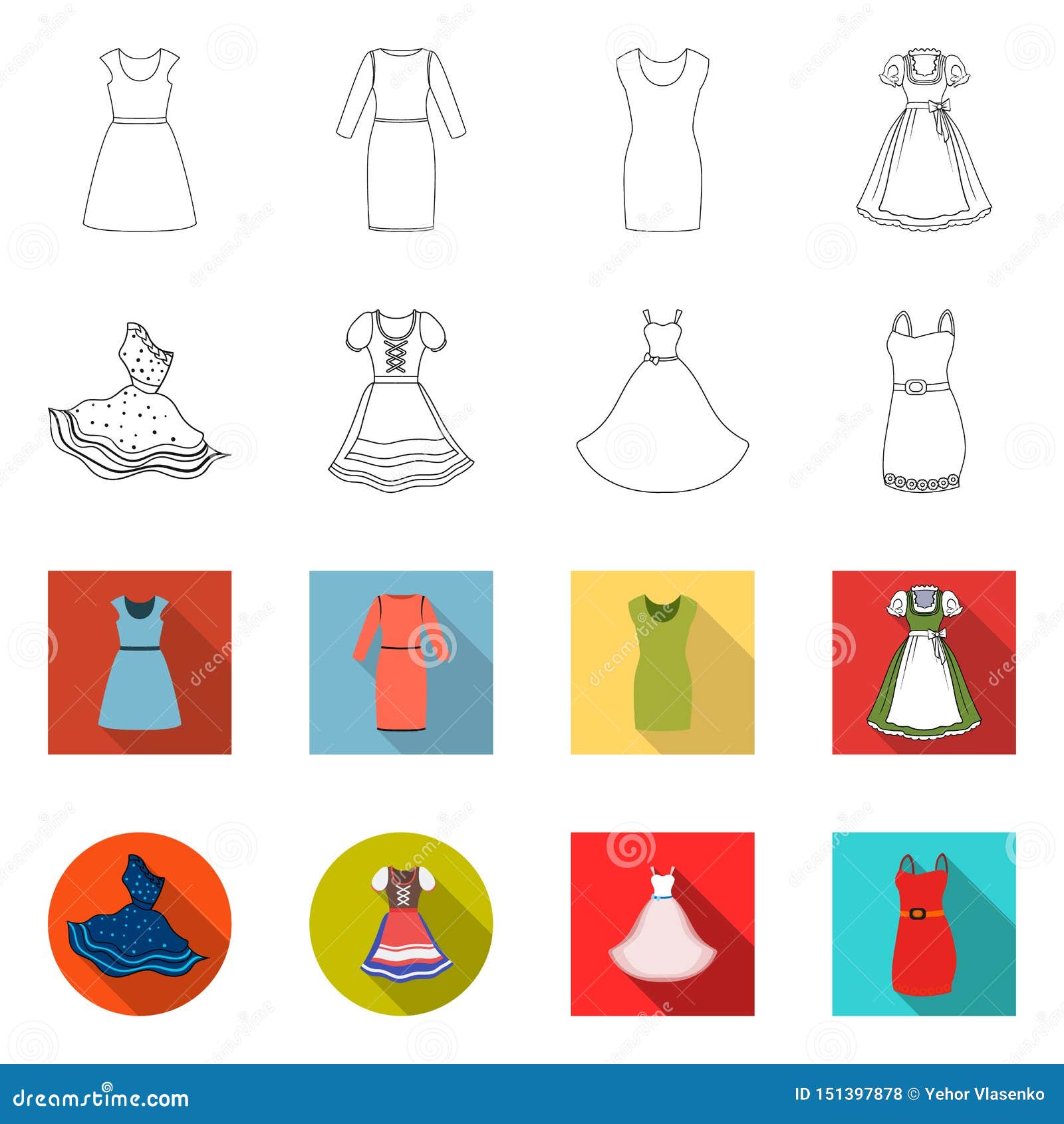 Vector Design of Dress and Clothes Icon. Set of Dress and Evening Stock ...