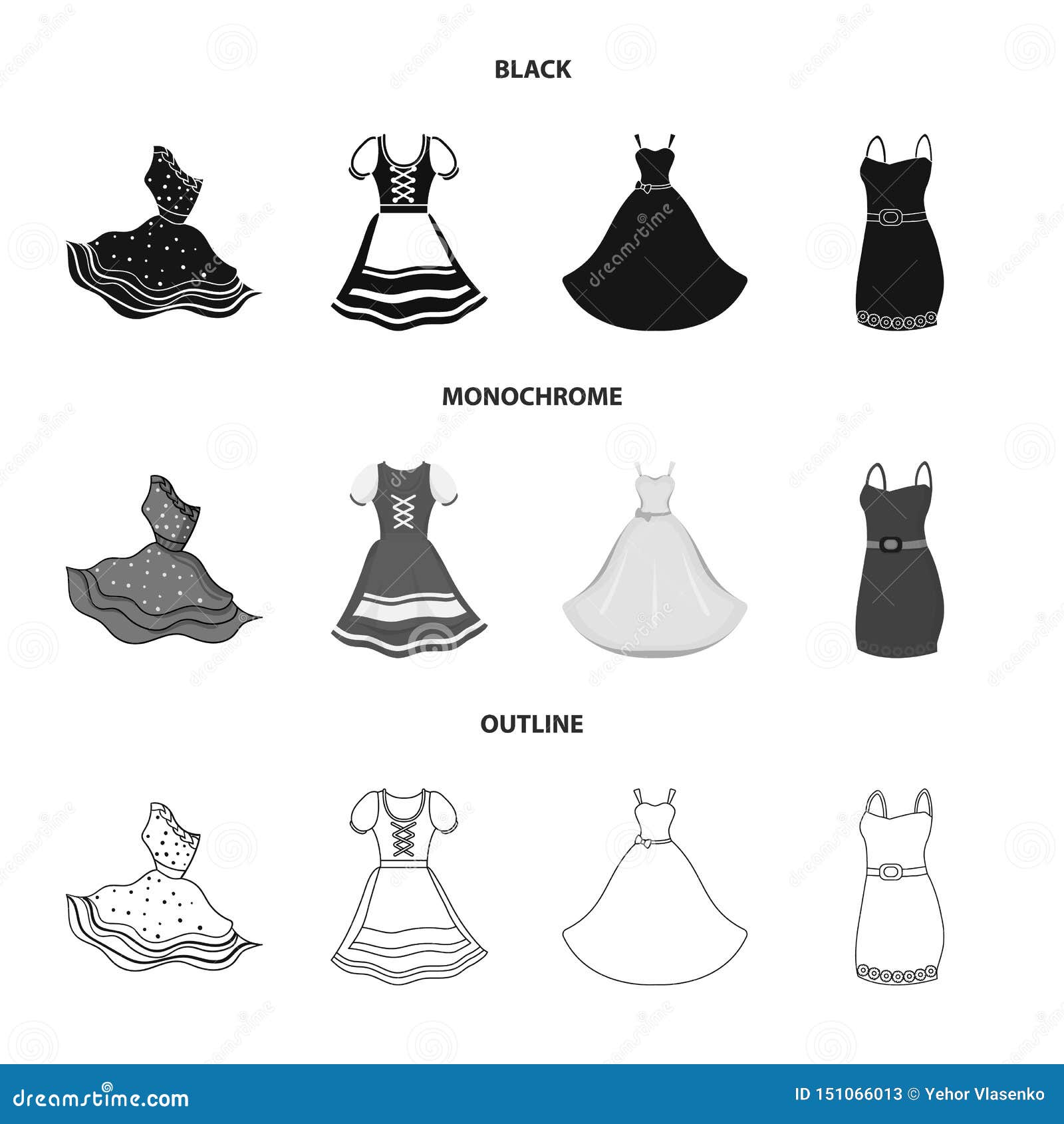 Vector Design of Dress and Clothes Icon. Collection of Dress and ...
