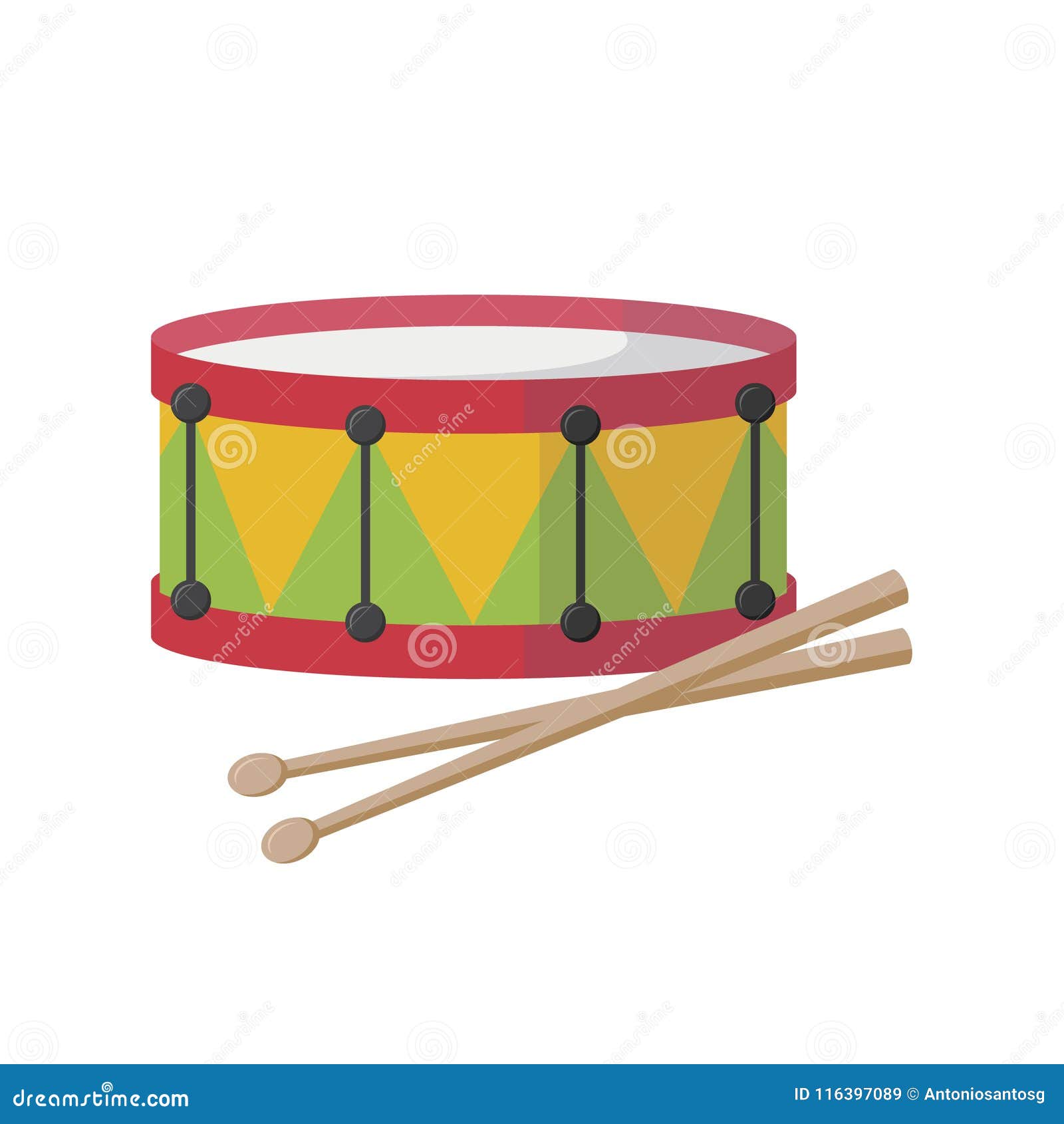Vector Illustration Of A Drum Isolated On White Background Stock Vector