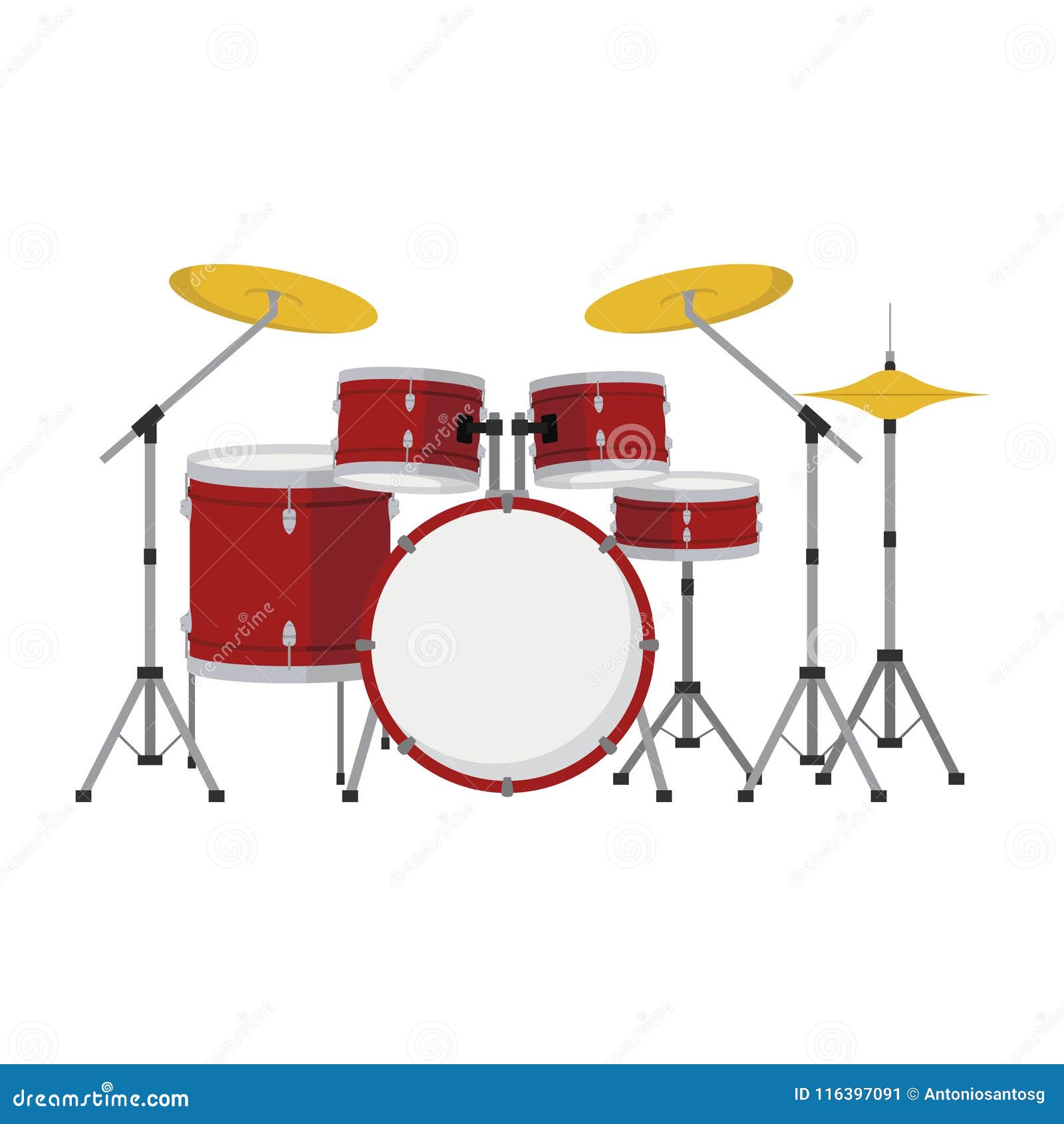 Vector Illustration Of A Drum Set Isolated On White Background Stock