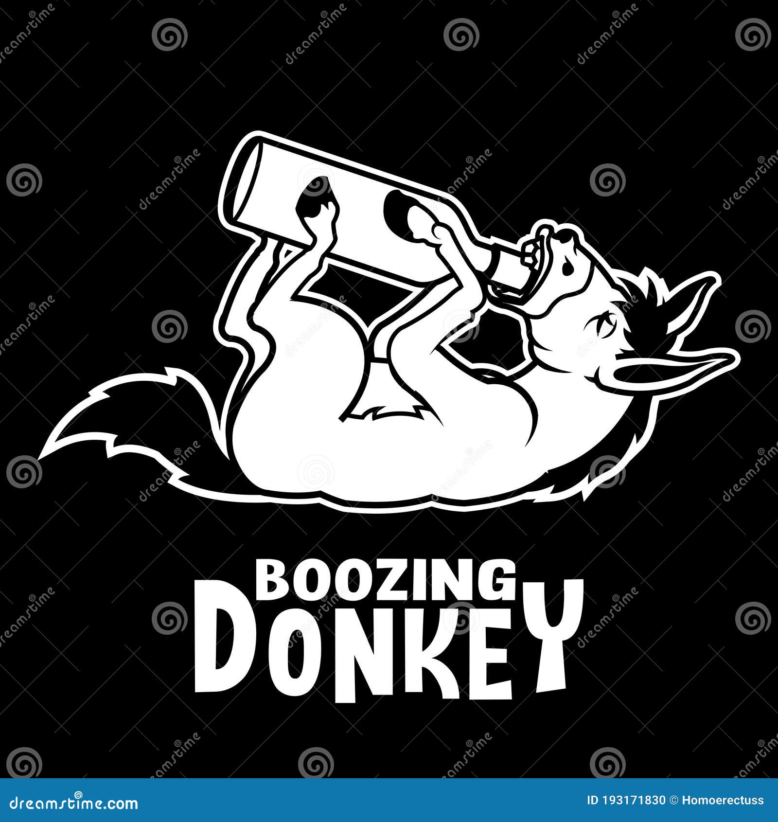 drunken donkey drinking bottle of wine
