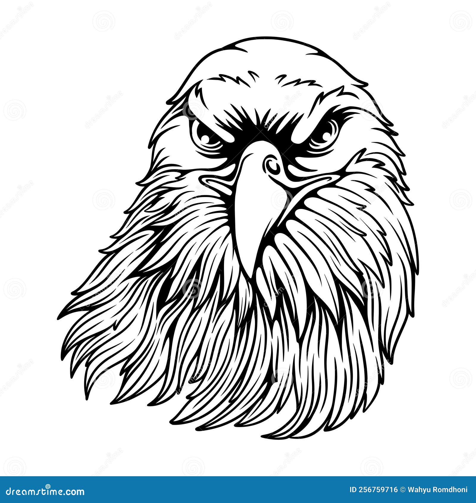 Vector Illustration Eagle Head with the Pose of Stalking Its Prey Black