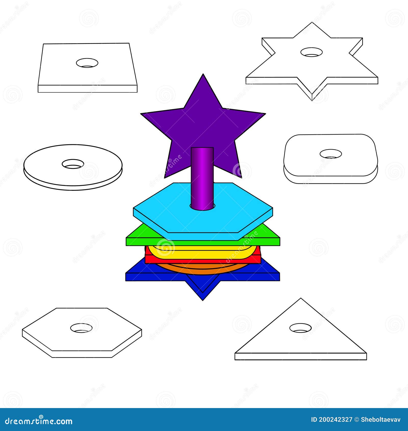Vector Illustration. Educational Coloring Book with Geometric Details