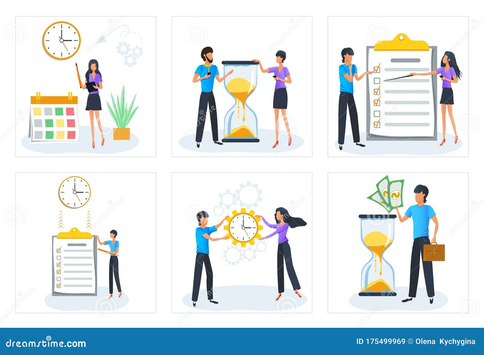 Effective Time Management. Business People Organizing Their Tasks, Working Time, Activities, Prioritize Goals Using To List Stock Vector - Illustration of icon, clock: 175499969