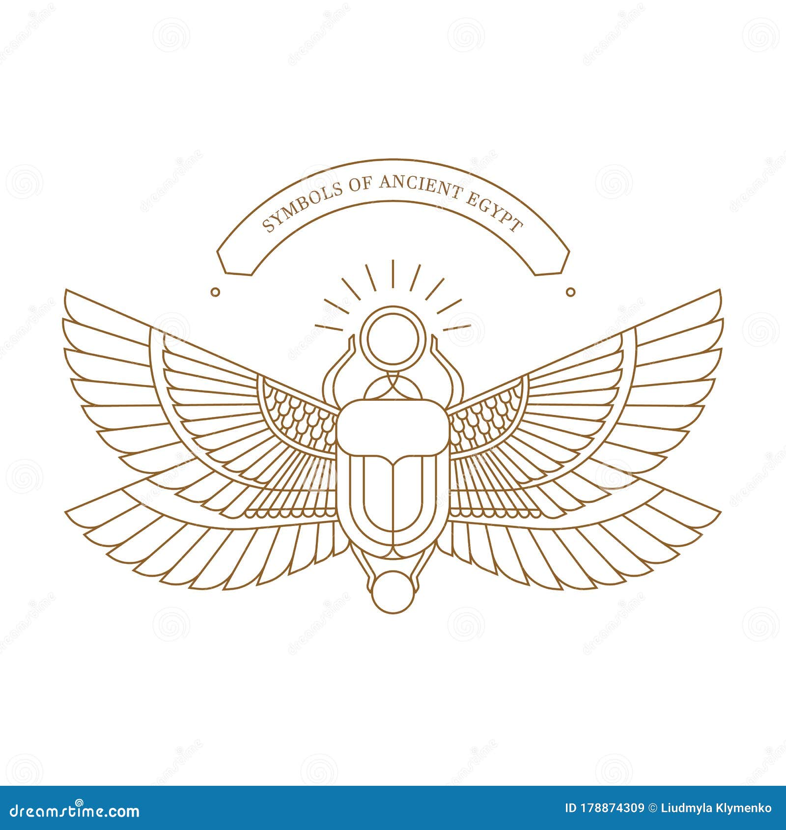 Vector Illustration of the Egyptian Scarab Beetle, Personifying the God ...