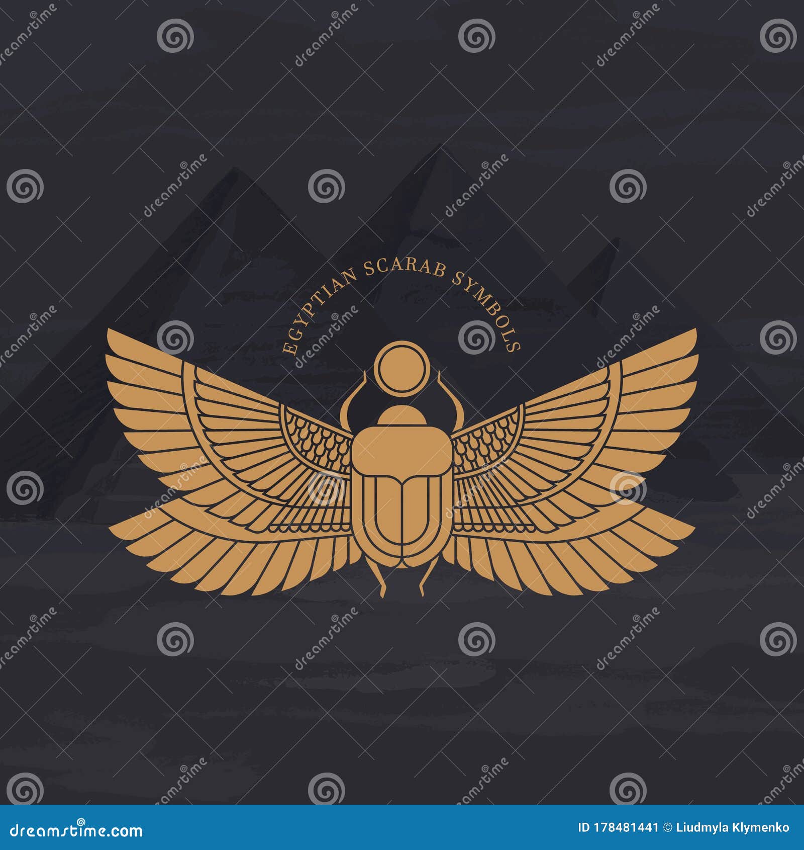 Vector Illustration of the Egyptian Scarab Beetle, Personifying the God ...