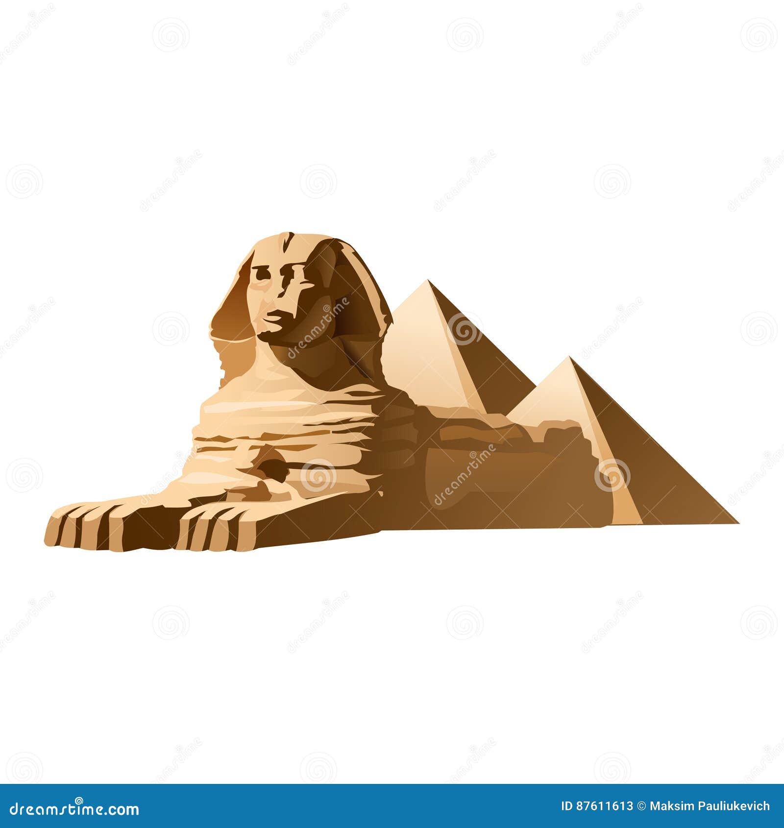 Egyptian Sphinx. Vector Pen Drawing RoyaltyFree Stock Image