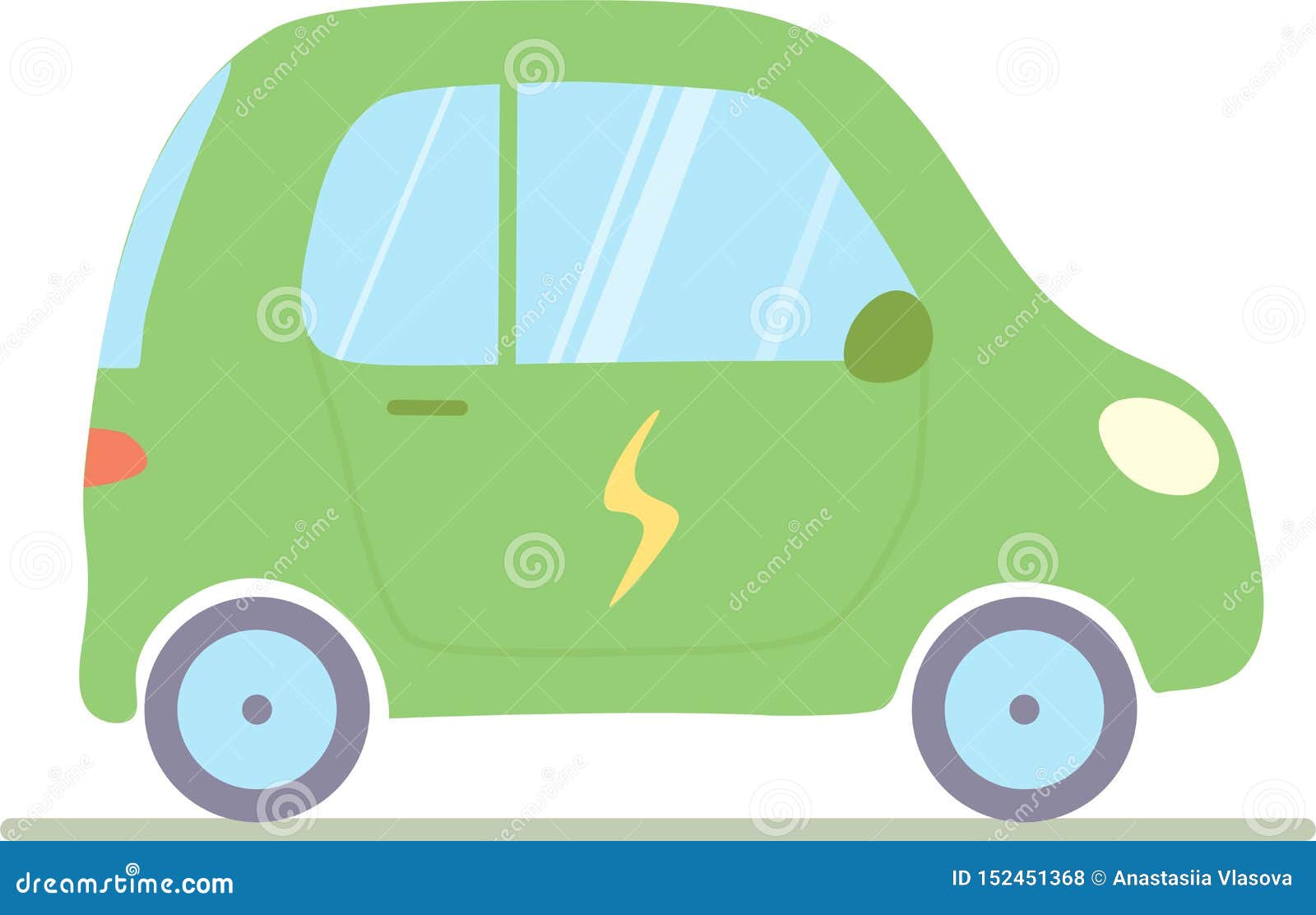A Vector Illustration of an Electric Car Isolated on a White Background
