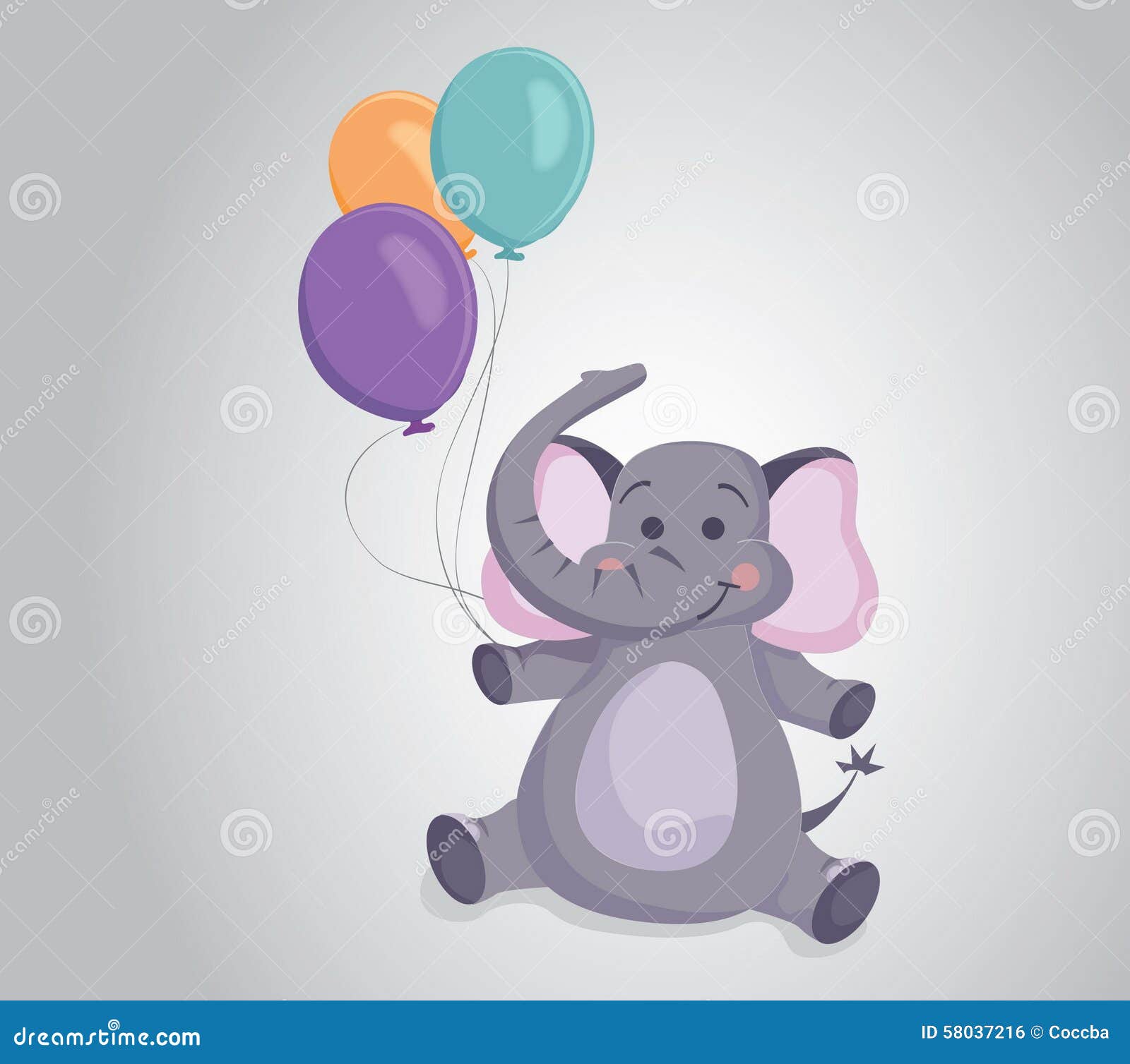 Vector Illustration Elephant with Balloons Stock Vector Illustration
