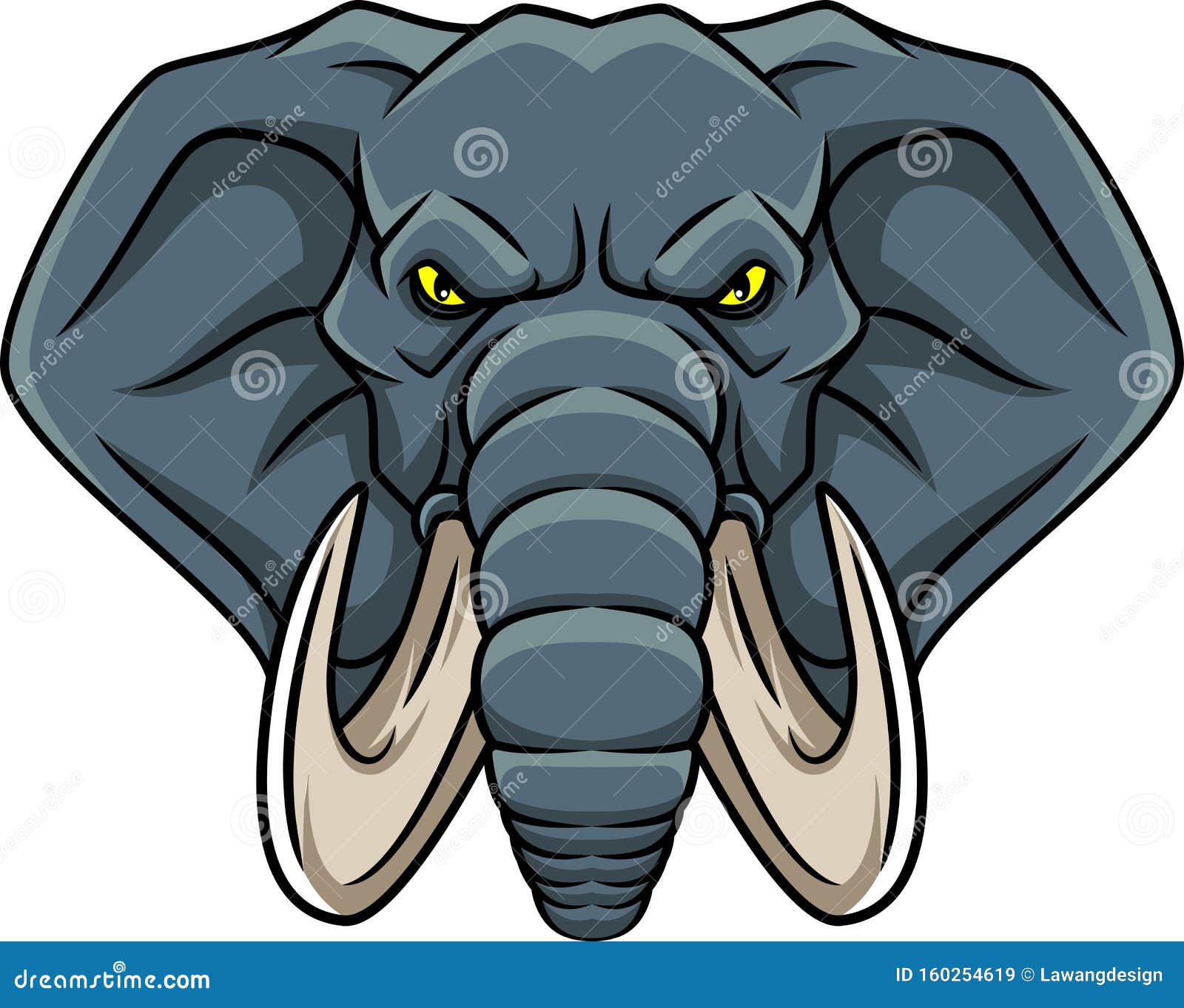 Elephant head cartoon stock vector. Illustration of funny - 160254619