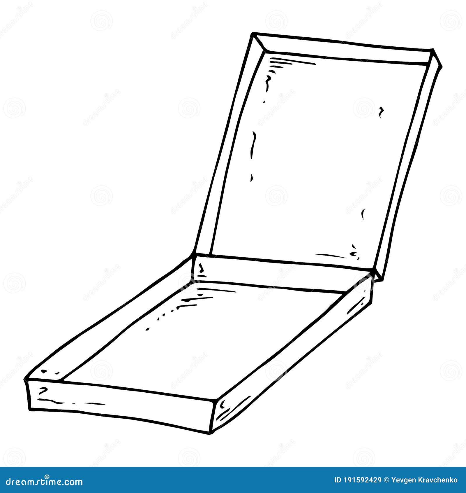 Pizza Box Icon. Vector Illustration of an Empty Pizza Box. Hand Drawn