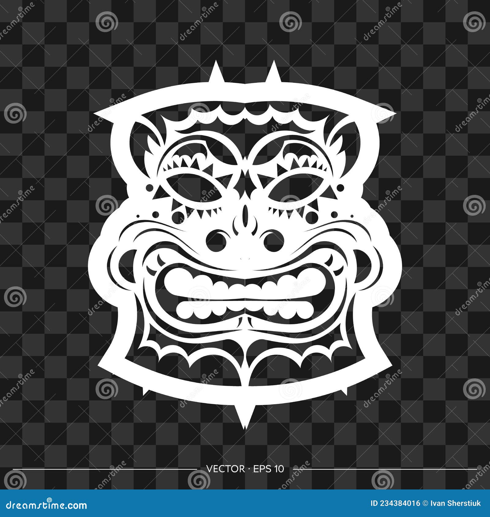 Demon Face Pattern. Demon Face or Mask Outline. for T-shirts and Prints ...