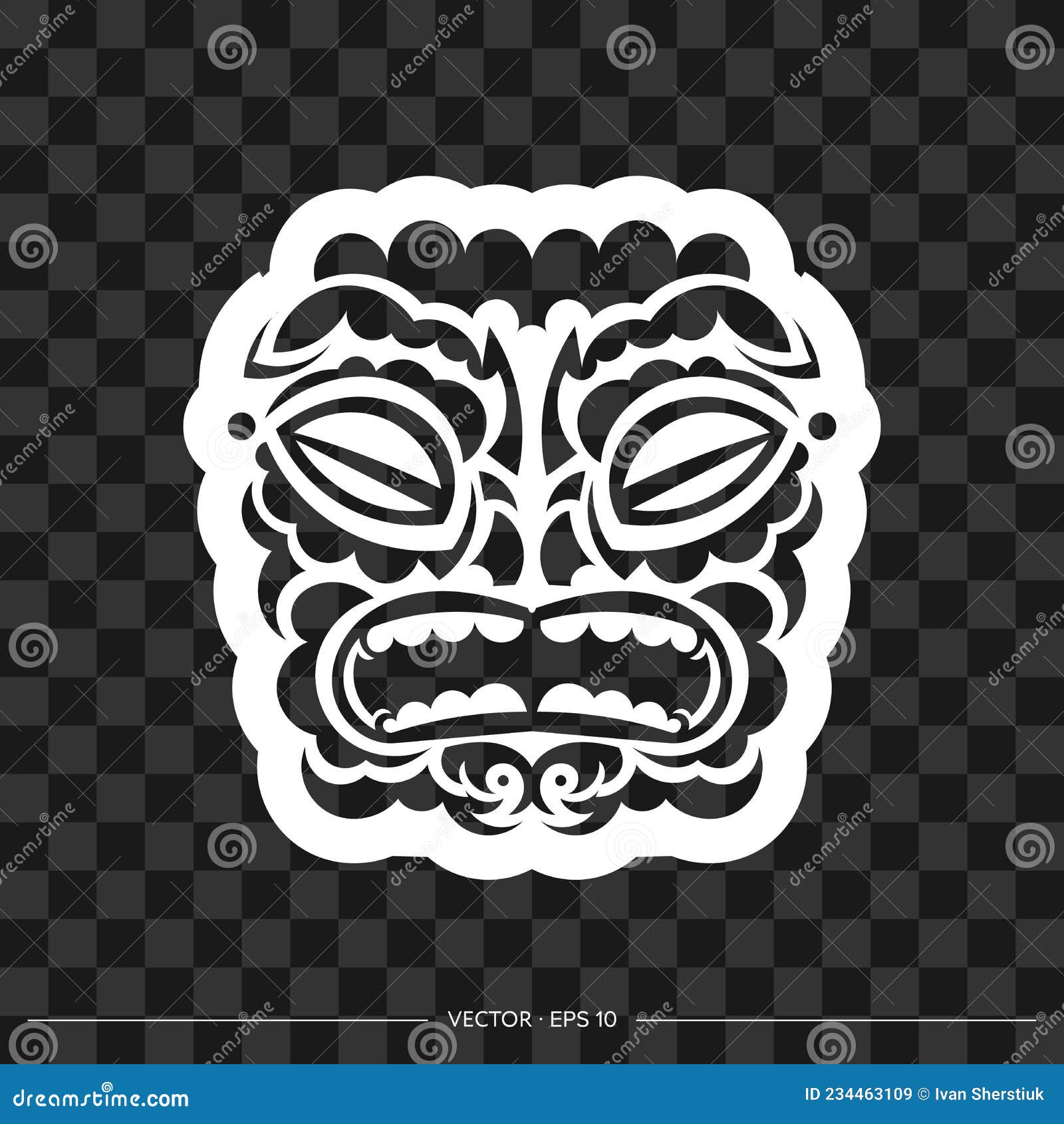 Maori Pattern Face. Samoan Style Mask. Polynesian Print. Vector ...