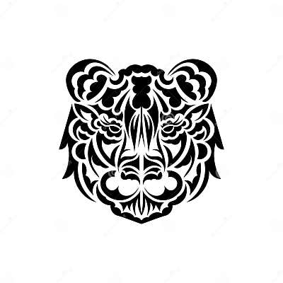 Samoan Style Tiger Face Tattoo. Boho Tiger Face. Isolated. Vector ...