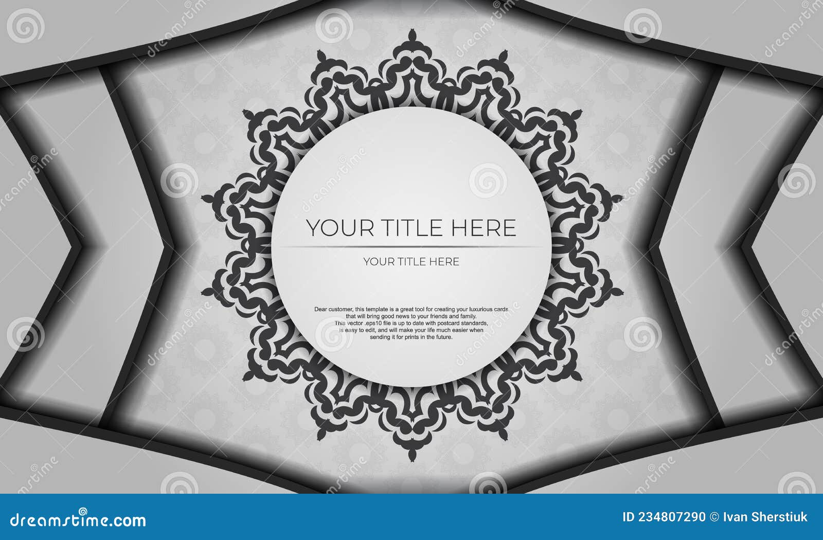 White Vector Background with Black Ornaments and Place for Your Design