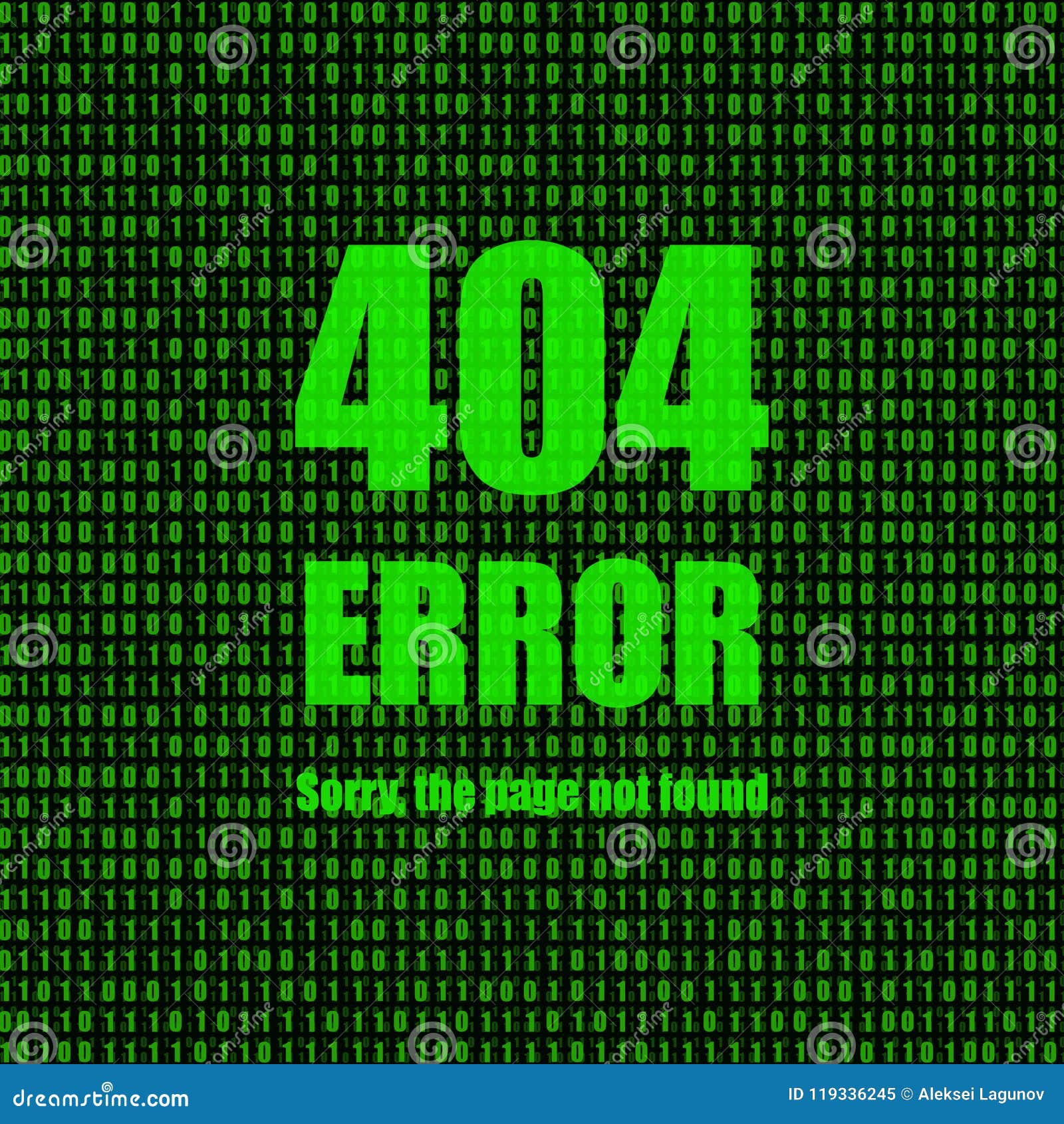 Vector Illustration Error 404 Page Not Found Binary Background With Message Stock Vector Illustration Of Matrix Mistake