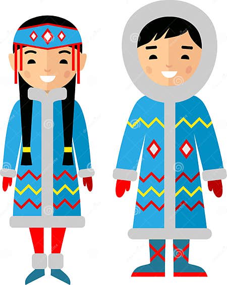 Vector Illustration of Eskimo Children, Boy, Girl, People Stock Vector ...