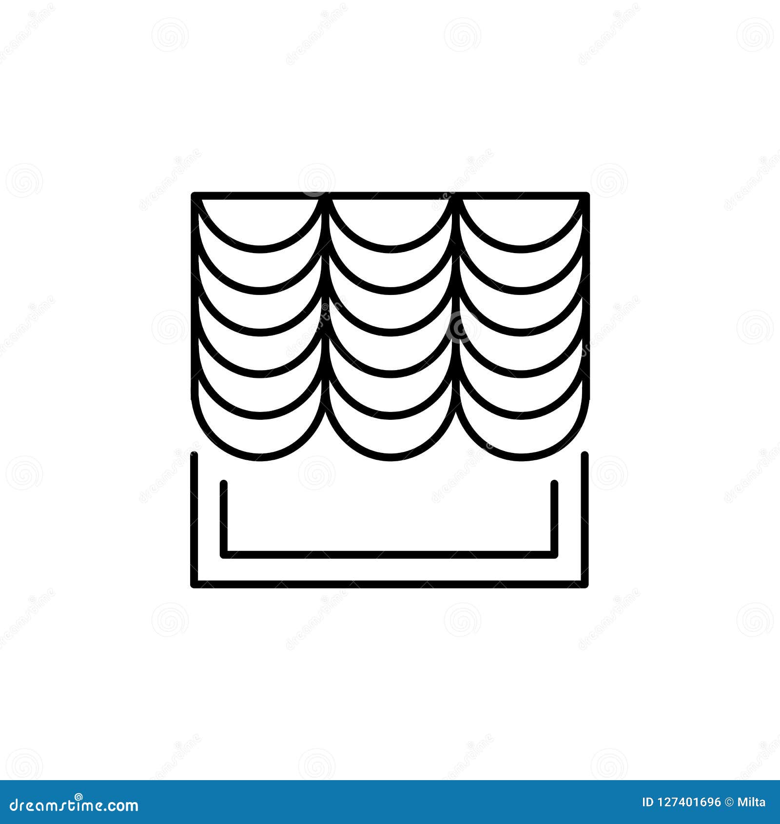 Vector Illustration Of Fabric French Curtain With Drapery Line