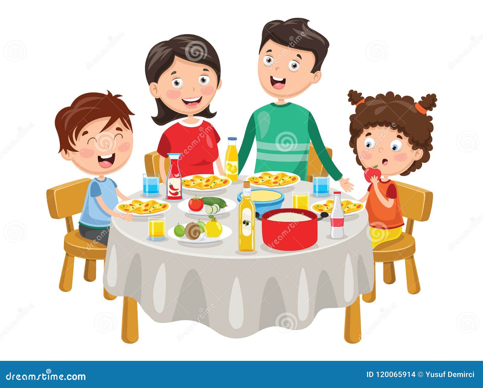 Vector Illustration of Family Having Dinner Stock Vector Illustration