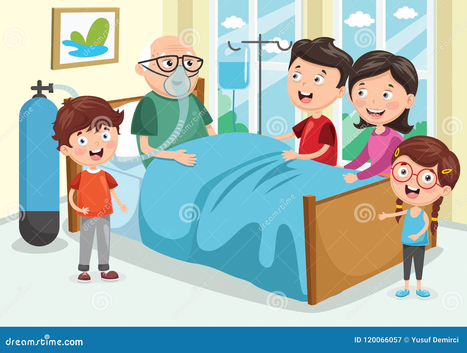   of family visit grandfather at hospital