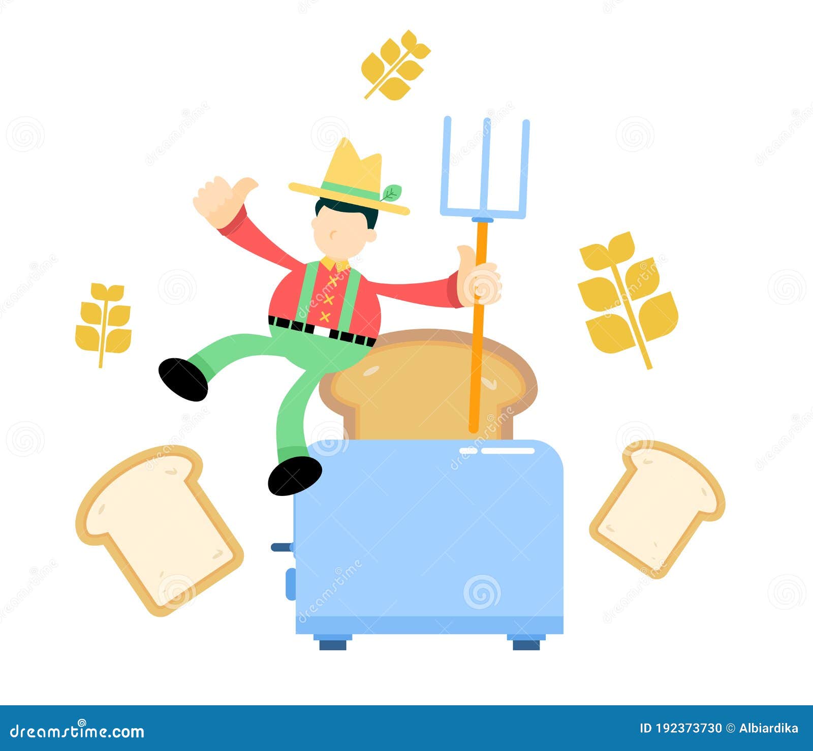 Farmer Man Agriculture and Bread Toast Maker Cartoon Doodle Flat Design  Vector Illustration Stock Vector - Illustration of machine, worker:  192373730