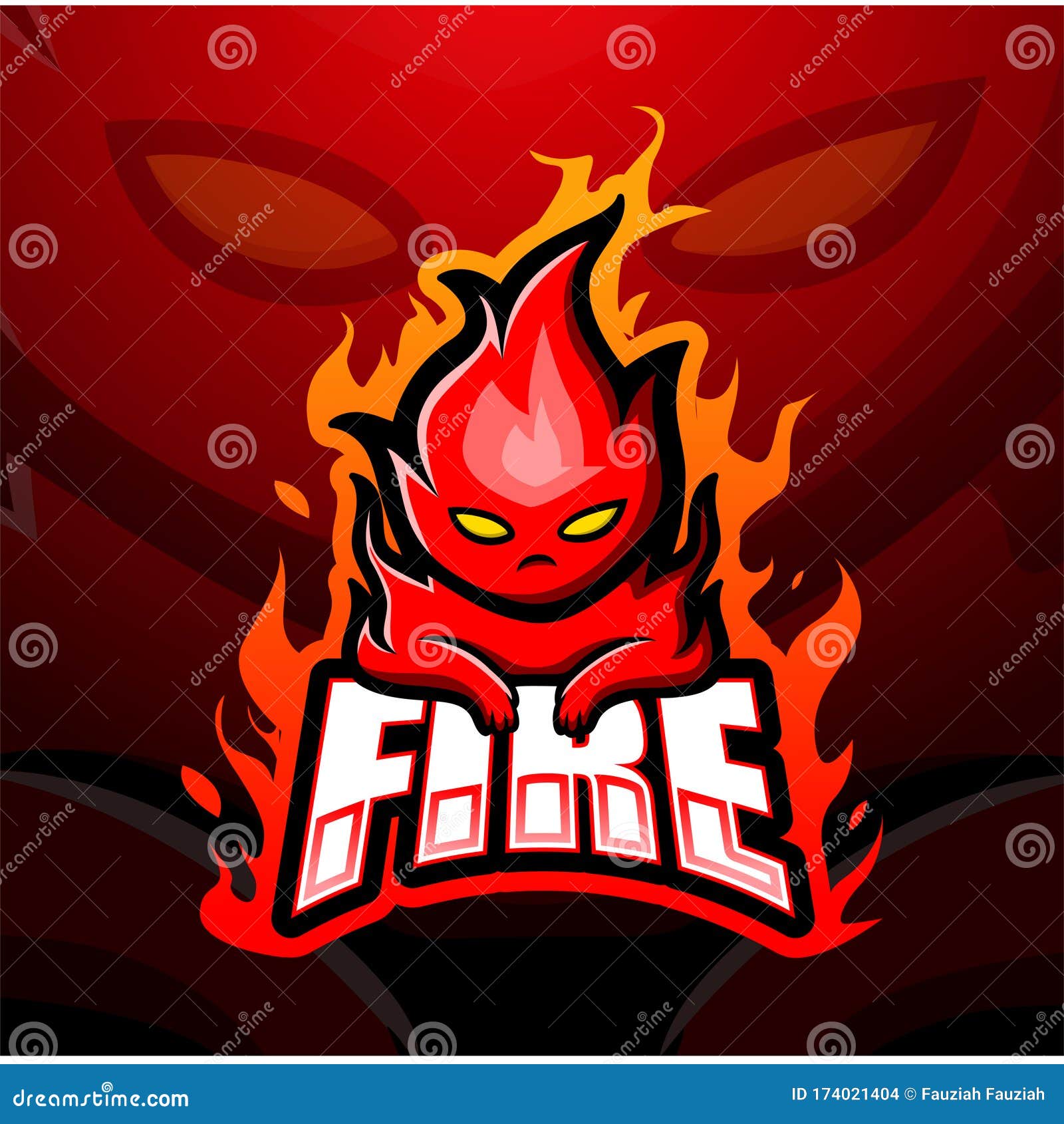 dragon e sports logo gaming mascot, flame fire Stock Vector