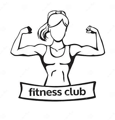 Vector Illustration Fitness Club Logo with Strong Woman Silhouette ...