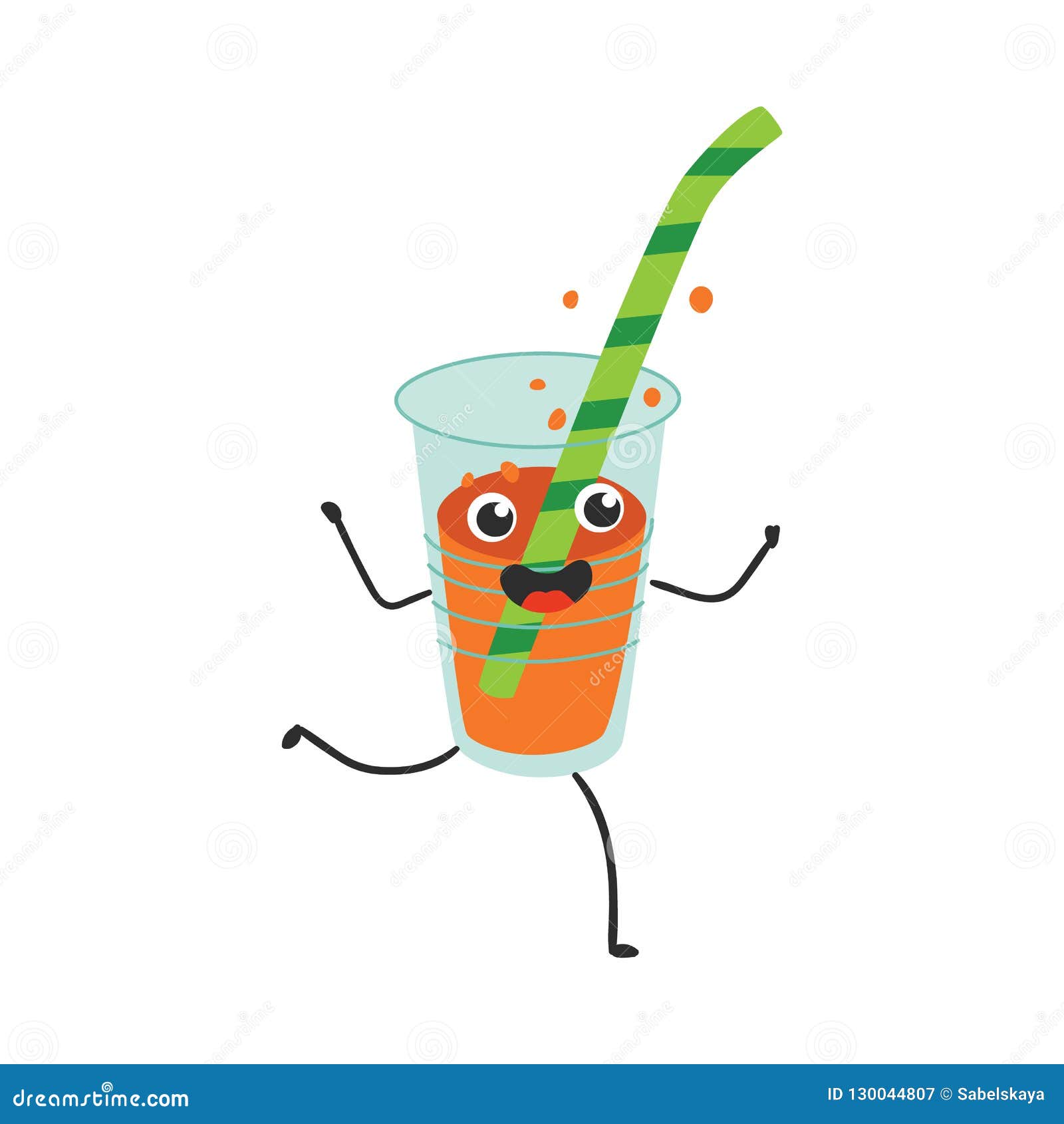 Cartoon Plastic Cup of Soda Drink with Straw, Vectors