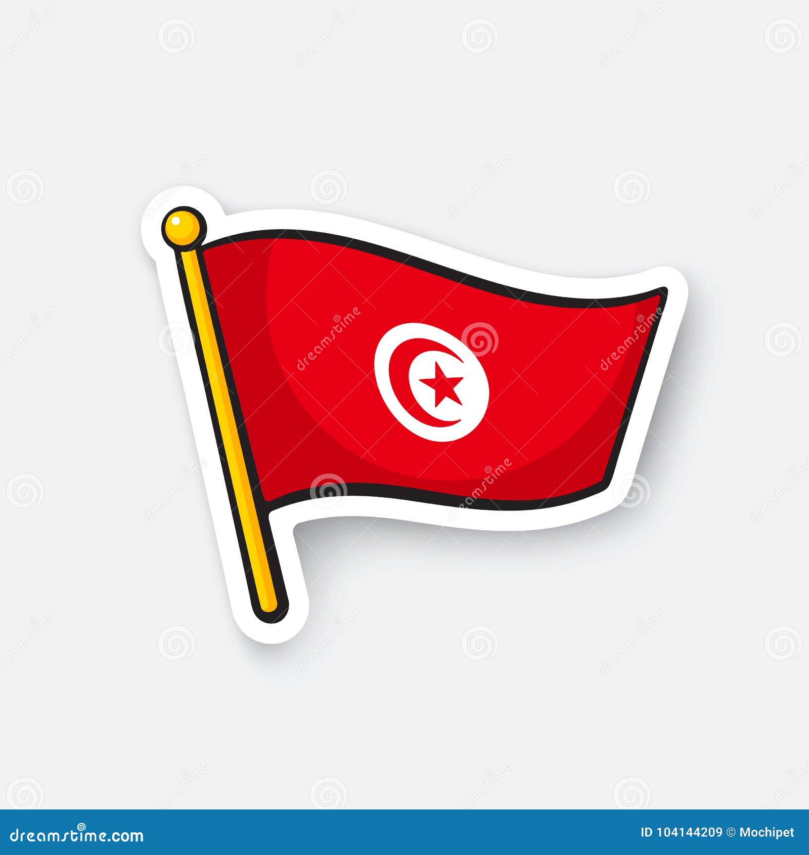 Download Sticker flag of Tunisia stock vector. Illustration of flag ...