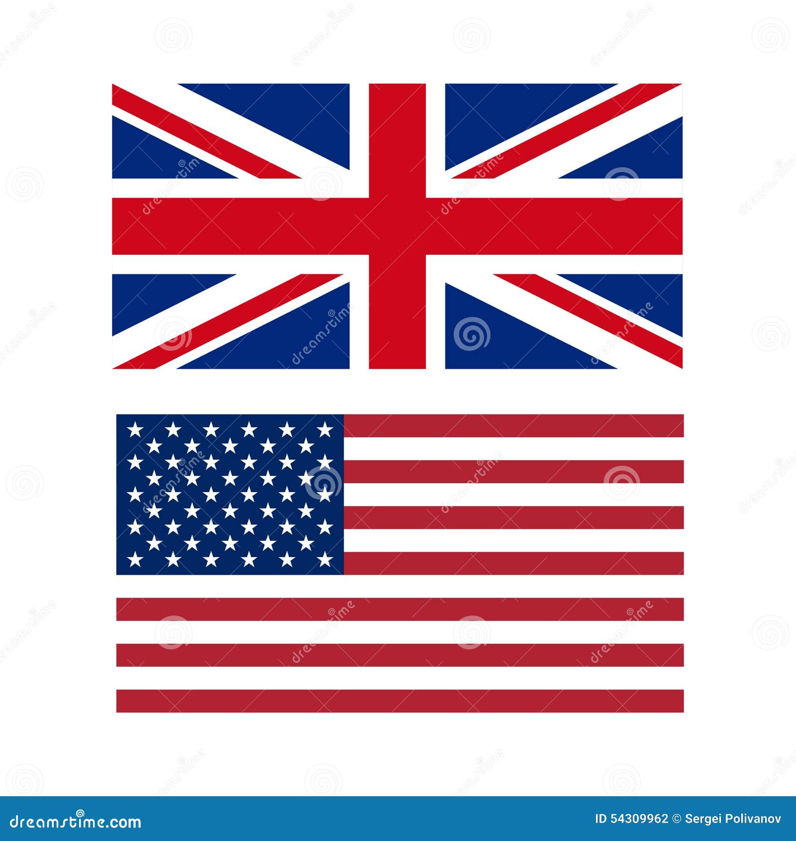 Vector Illustration of Flags of the US and UK Stock Vector