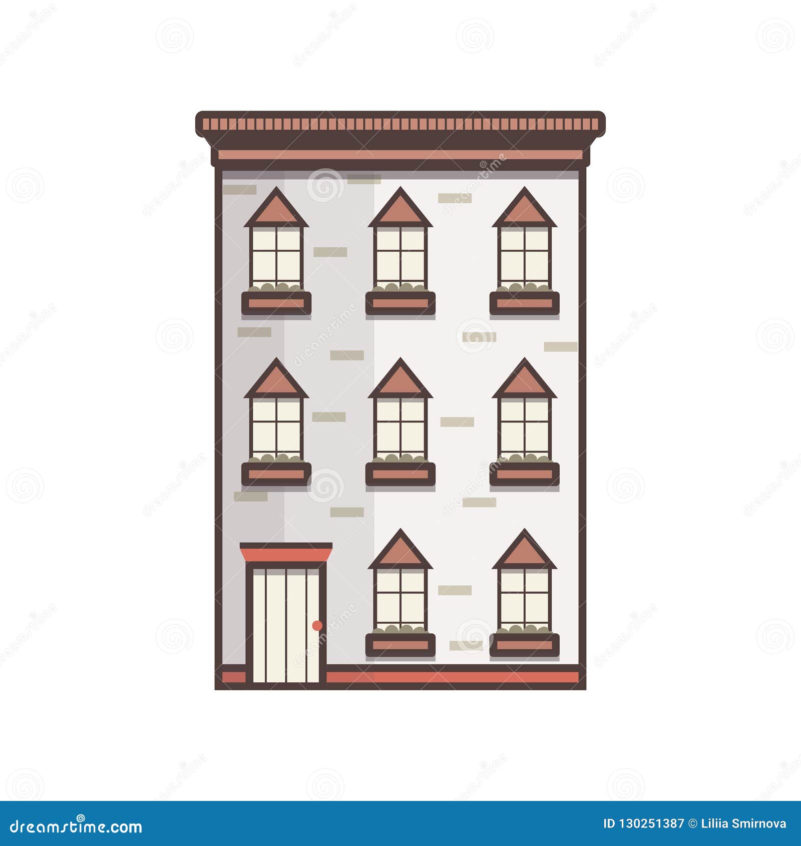 Vector Cartoon Flat Line City House, Front View Stock Vector - Illustration of background, line: 130251387 Vector Cartoon Flat Line City House, Front View Stock Vector - Illustration of background, line: 130251387