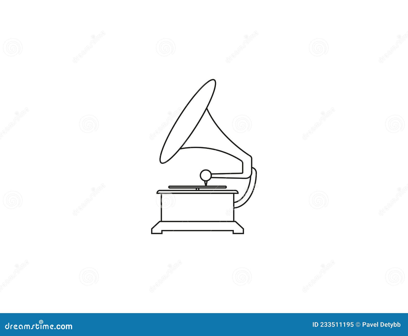 Gramophone, Music, Outline Icon. Vector Illustration. Flat Design Stock ...