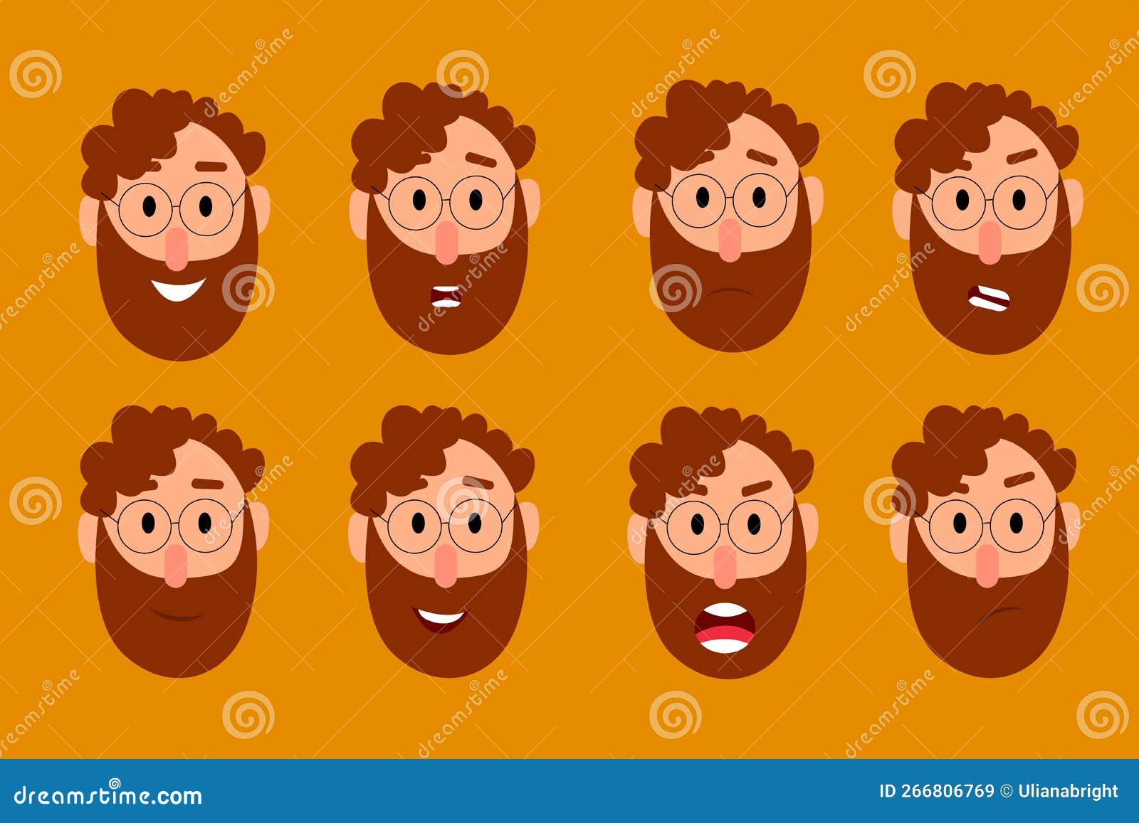 Character with Different Emotions for Your Scenes. Vector Illustration