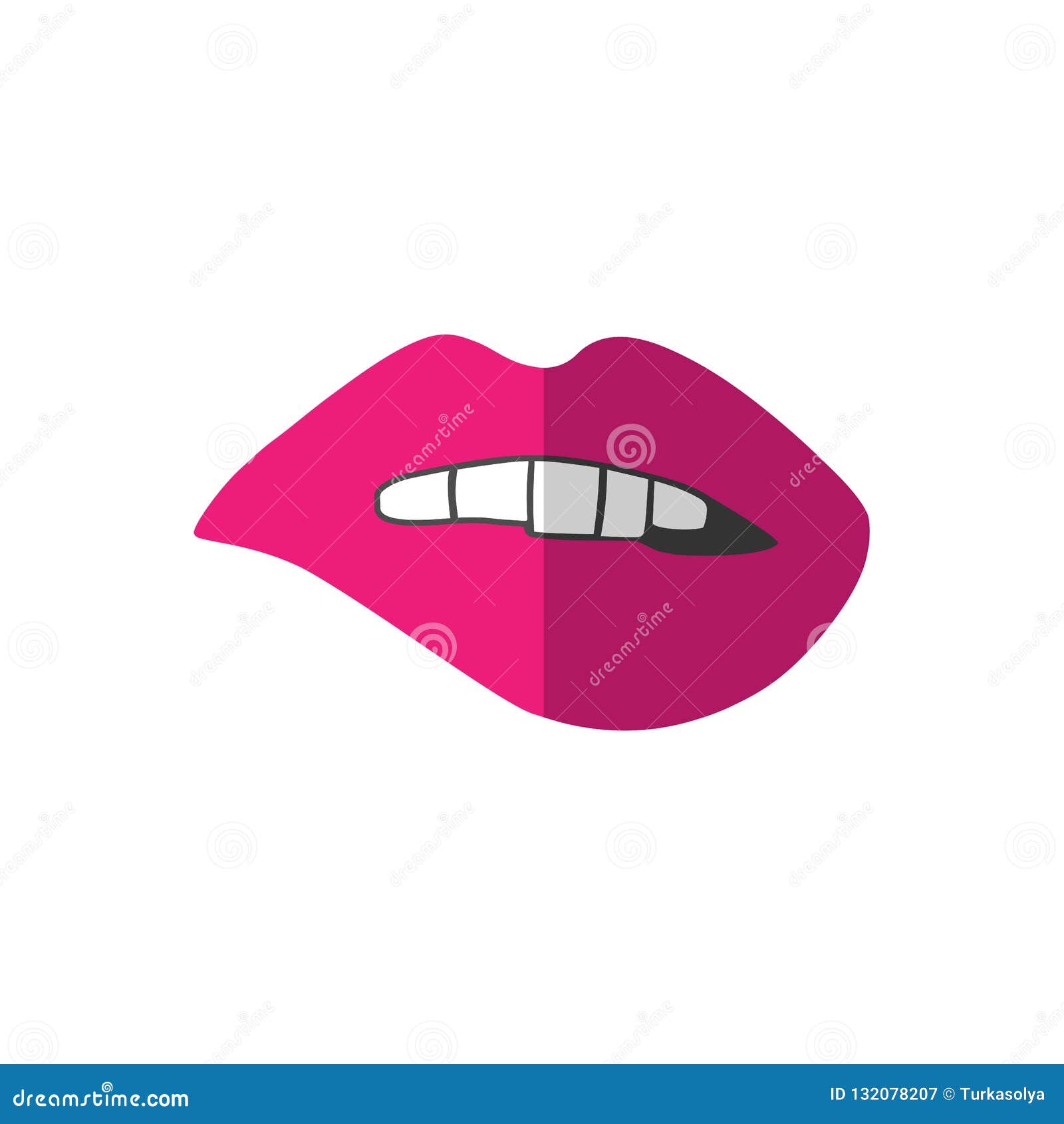Vector Illustration Flat Icon with Pink Lips Stock Vector