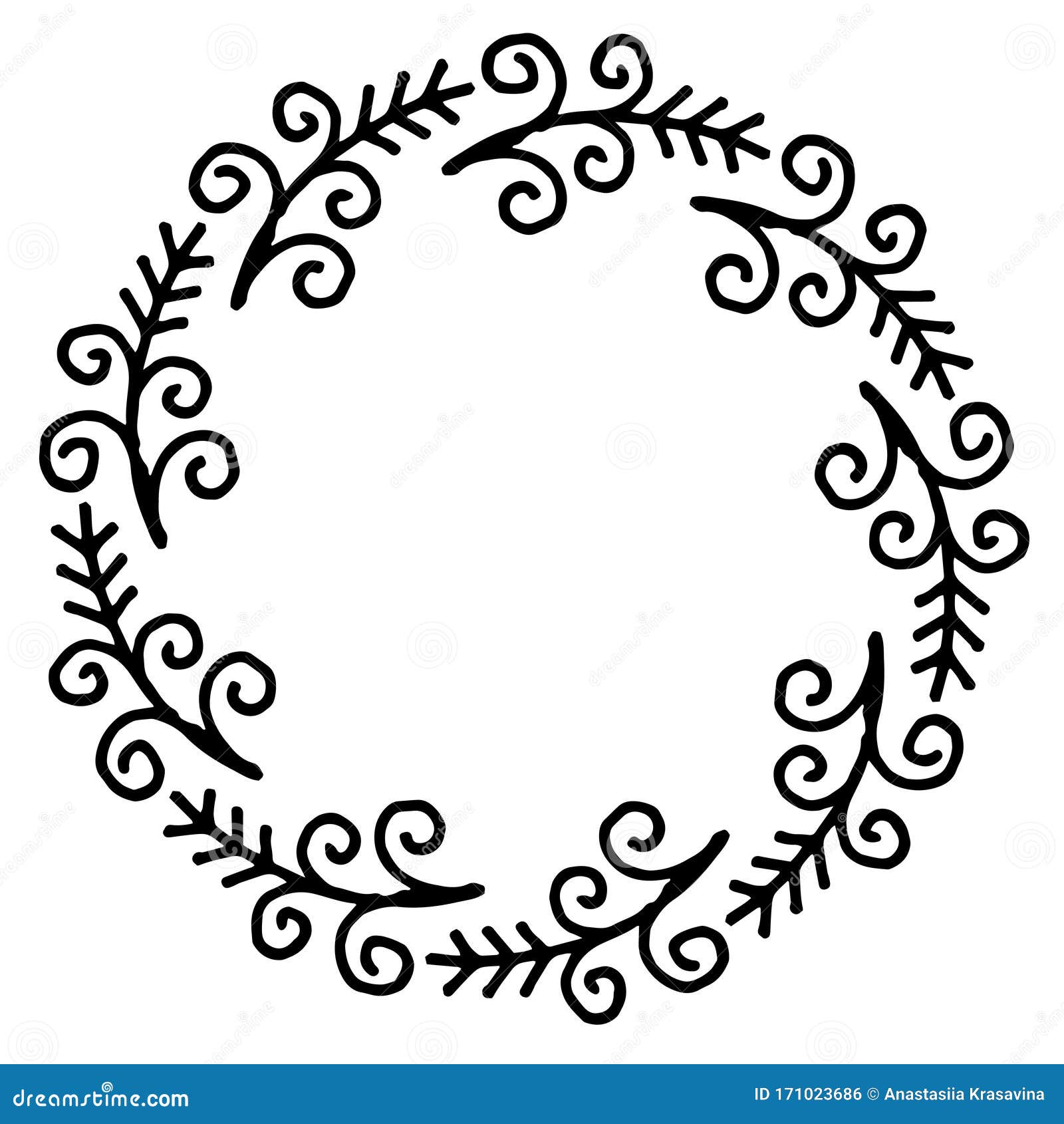 Vector Illustration Of Floral Frame. Rustic. Hand Drawn ...