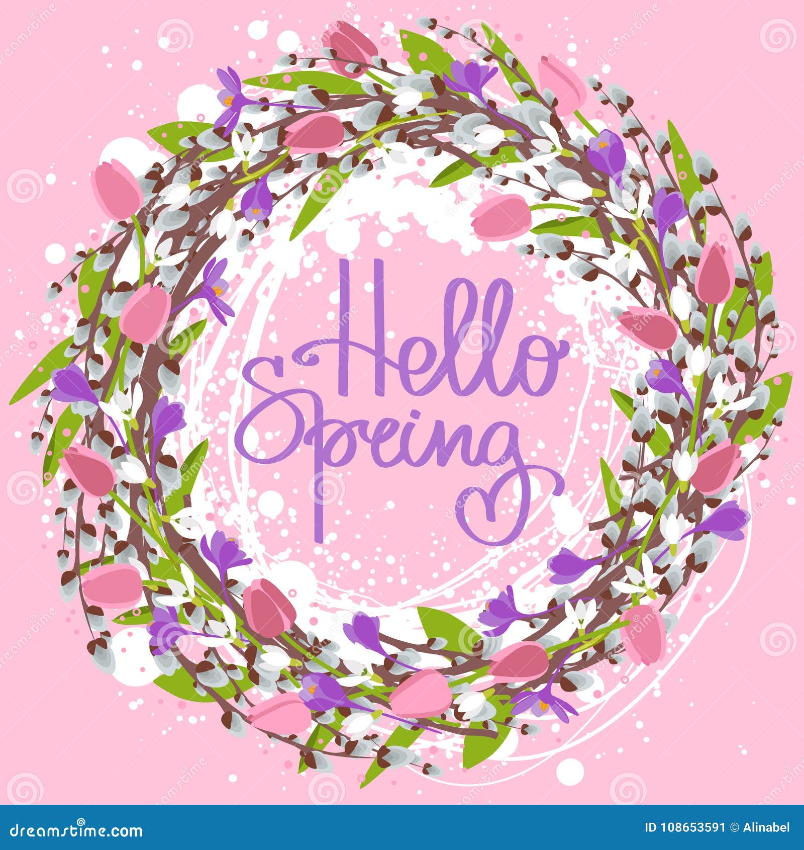 Handmade Vector Calligraphy and Text Hello Spring Stock Vector ...