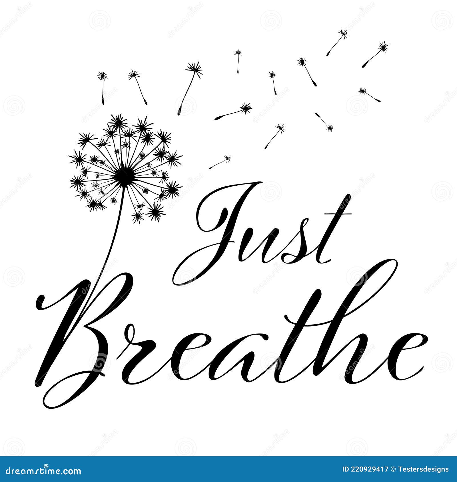 Vector Illustration of a Fluffy Dandelion with Calligraphy Lettering ...