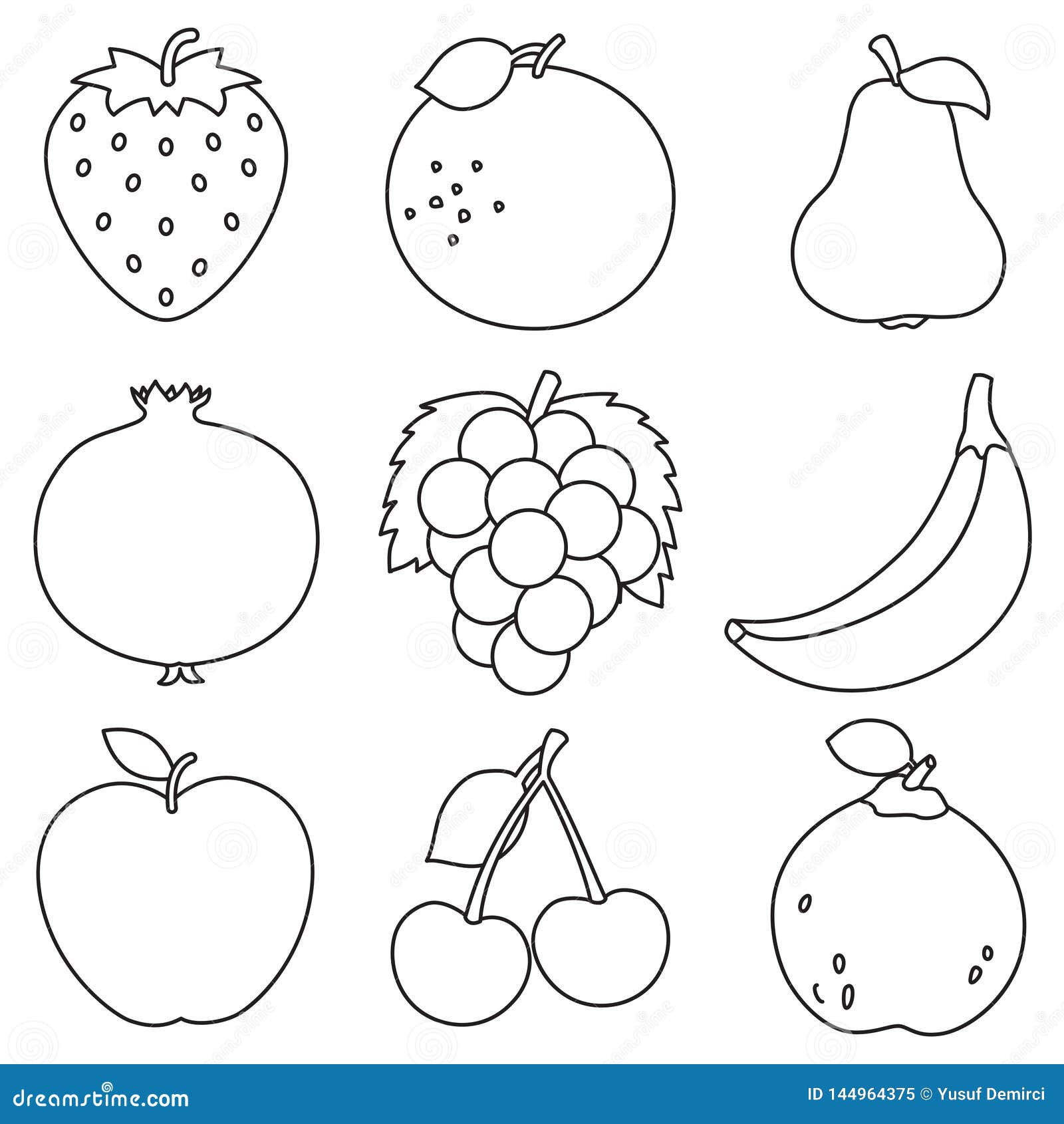 Fruits Coloring Page Stock Illustrations – 20,0820 Fruits Coloring ...