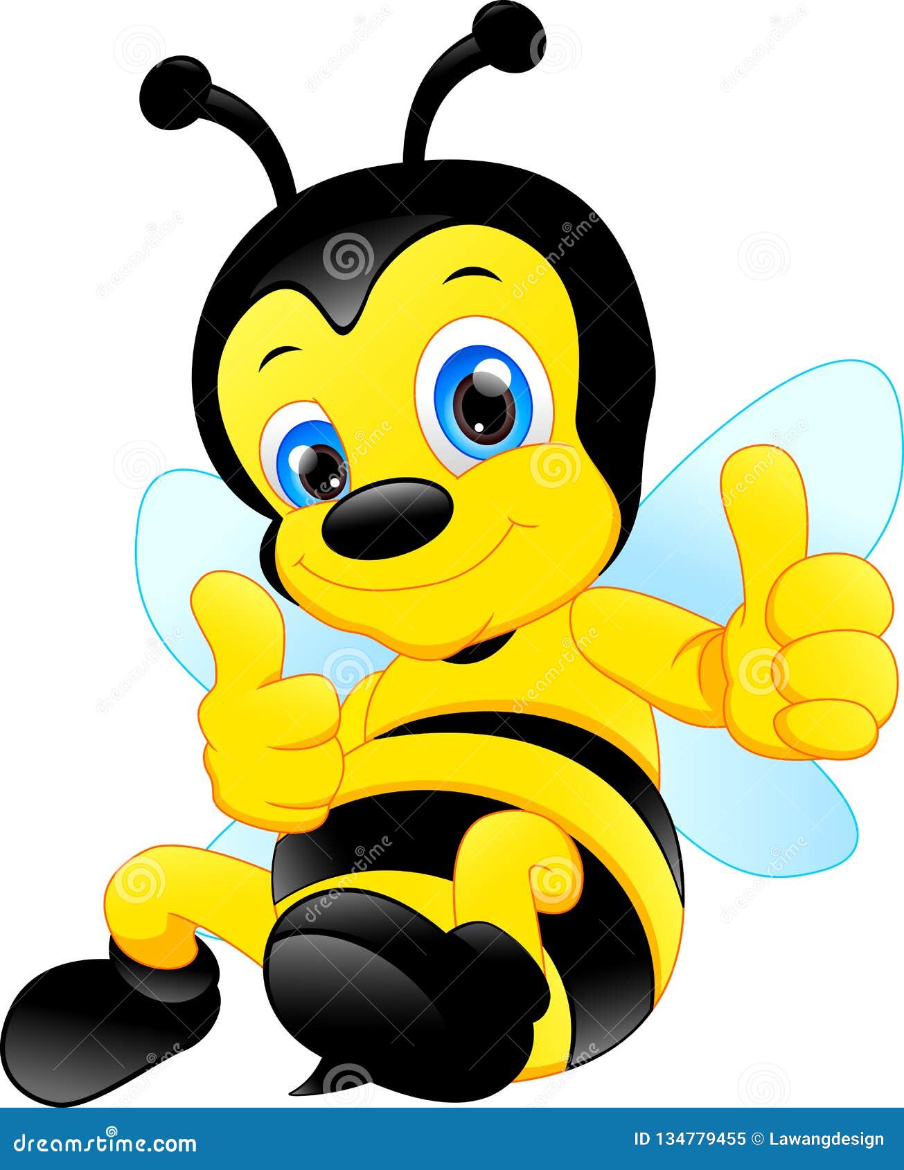Funny bee cartoon thumb up editorial image. Illustration of natural -  134779455
