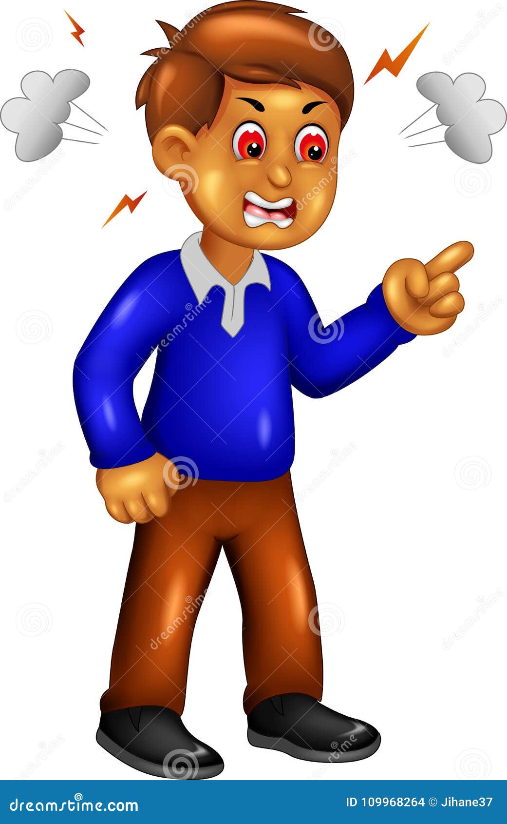 Funny Boy Cartoon Standing with Angry and Pointing Stock Illustration -  Illustration of anger, caricature: 109968264