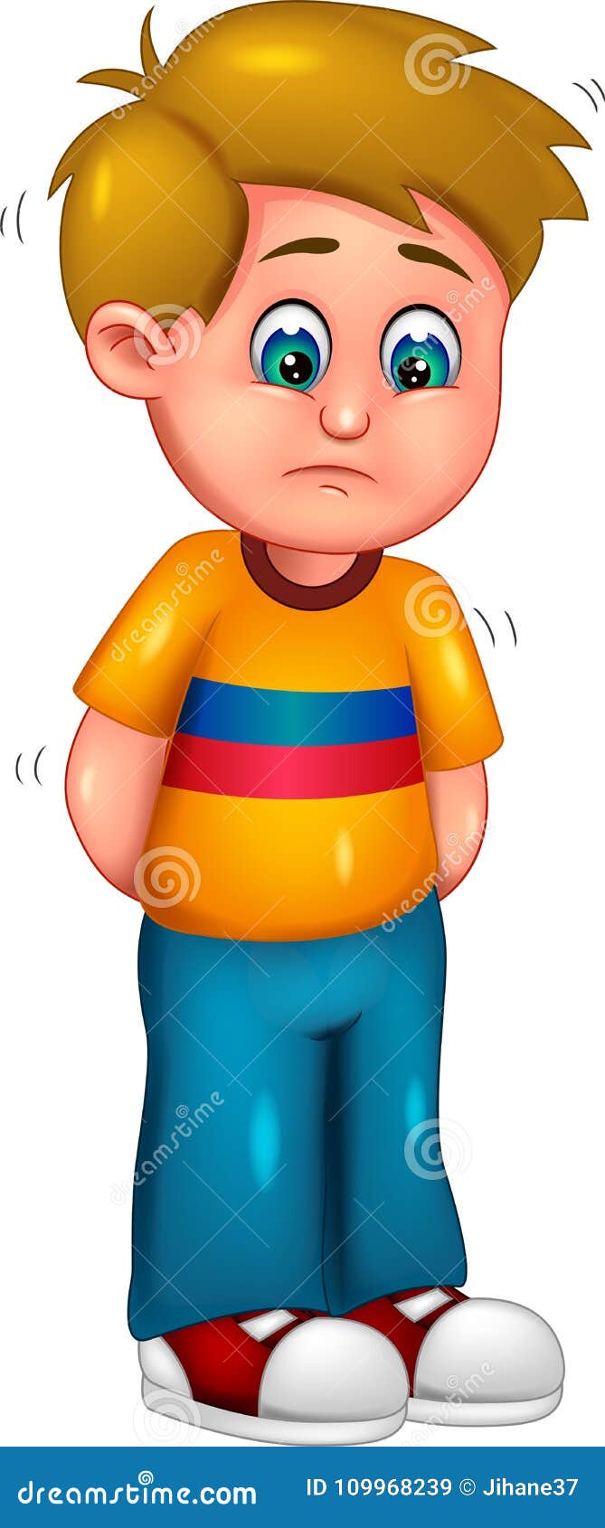 Funny Boy Cartoon Standing with Sad Stock Illustration - Illustration of  clip, happy: 109968239