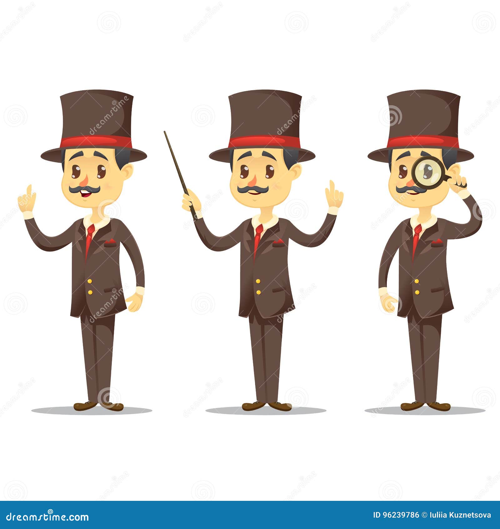 Vector Illustration - Funny Cartoon Victorian Gentleman in Various ...