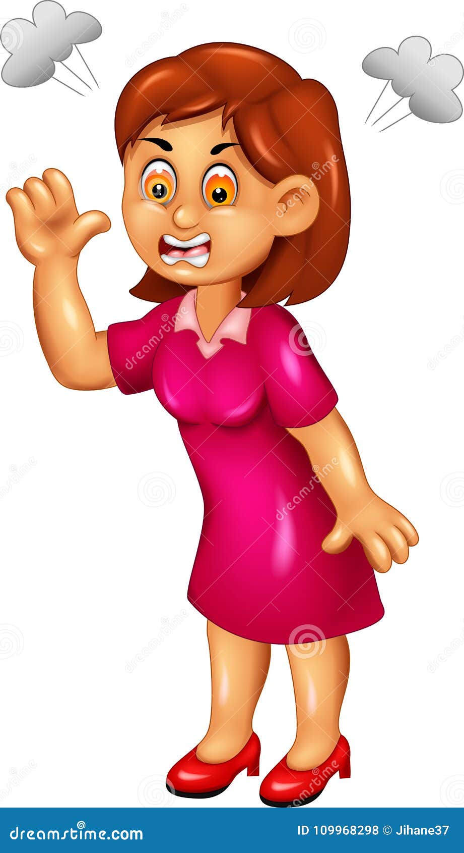Funny Girl Cartoon Standing with Angry and Waving Stock Illustration -  Illustration of tears, upset: 109968298