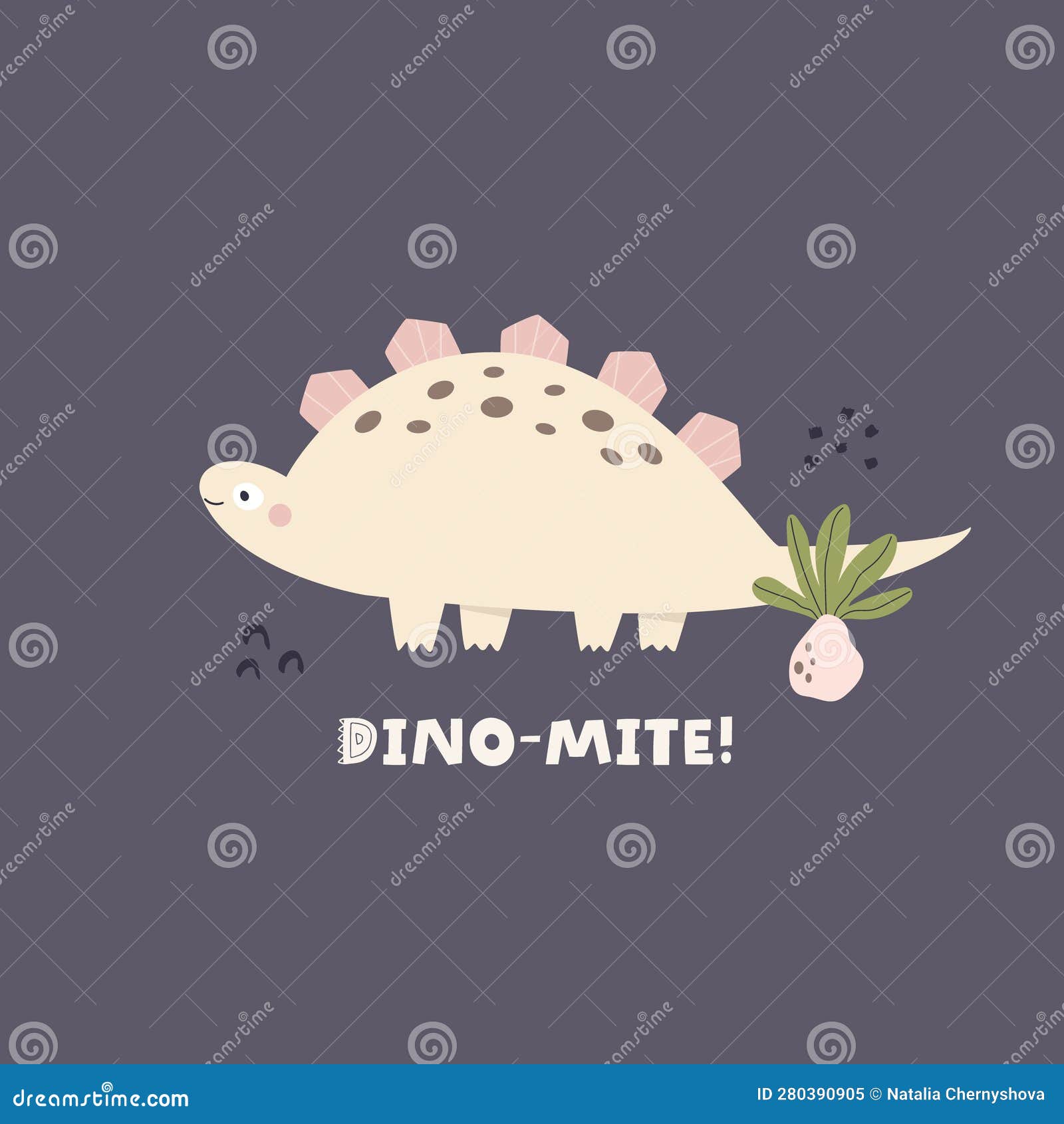 Funny Cartoon Dinosaur, Cute Illustration in Flat Style. Colorful