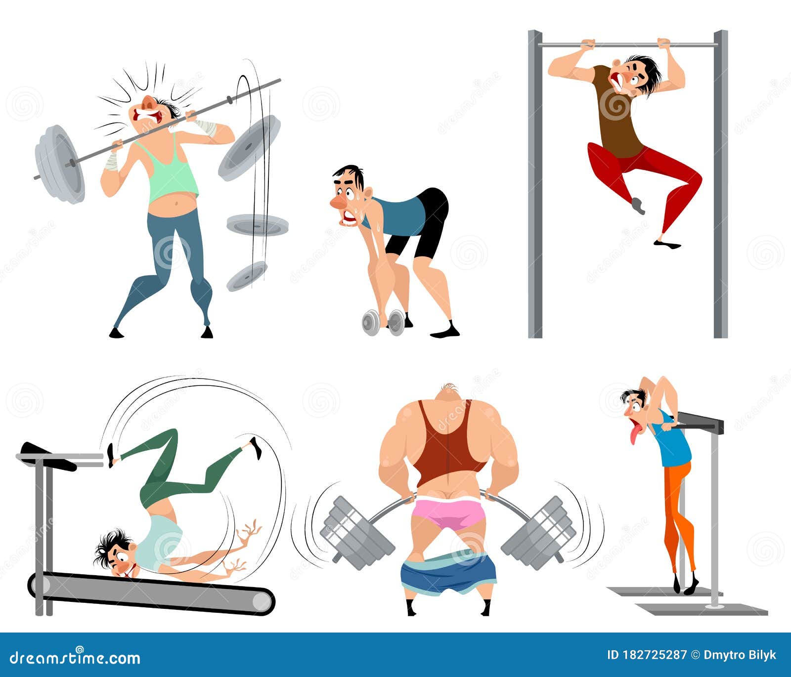 Funny Situations in the Gym Stock Vector - Illustration of background, build: 182725287 Funny Situations in the Gym Stock Vector - Illustration of background, build: 182725287