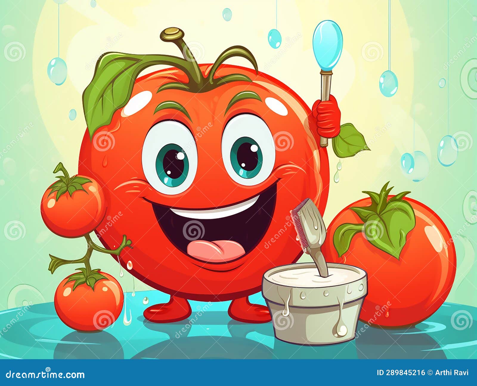 Vector Illustration of Funny Tomato Cartoon Character Stock