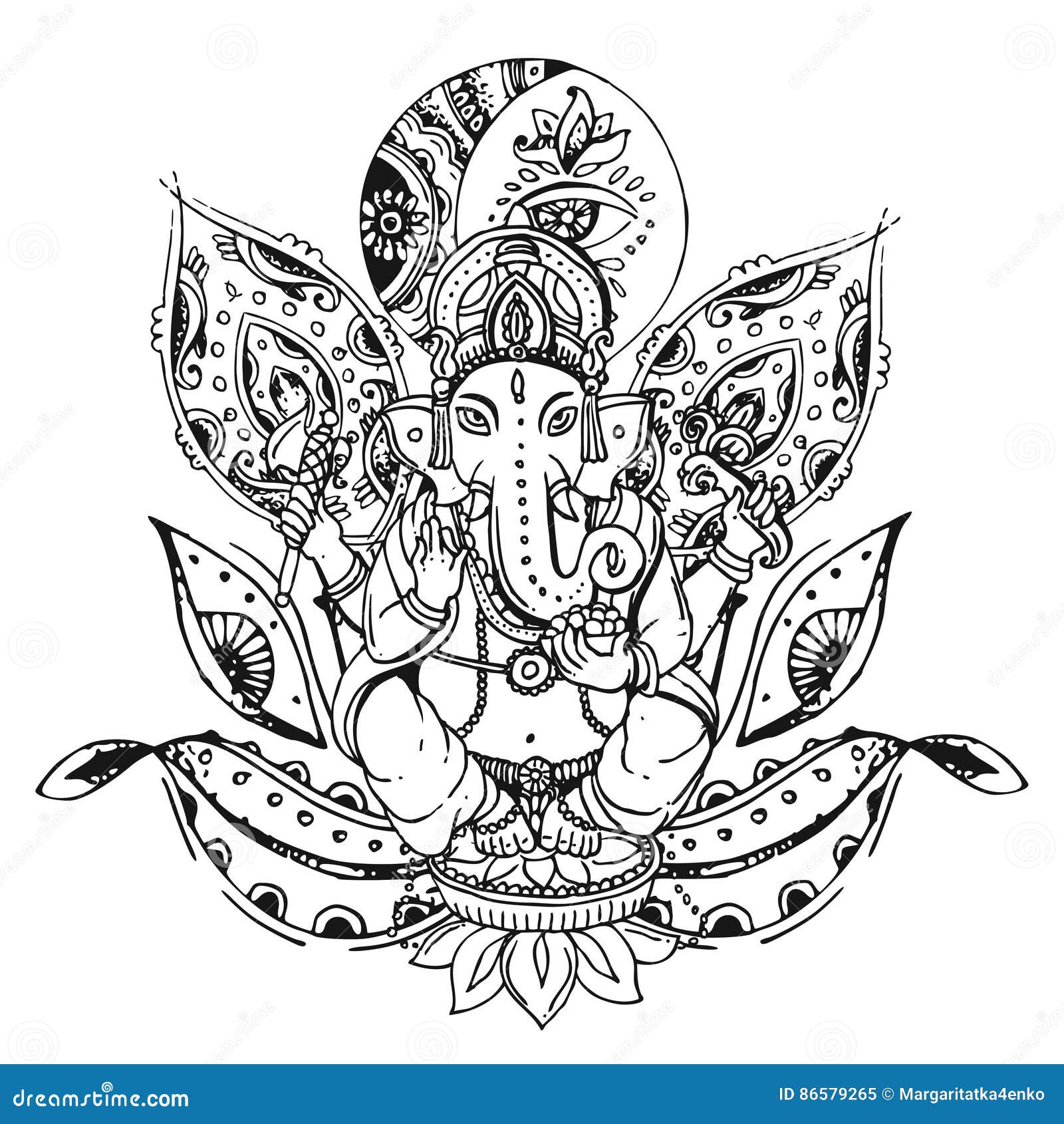 Vector Illustration with Ganesha. Stock Vector - Illustration of ...