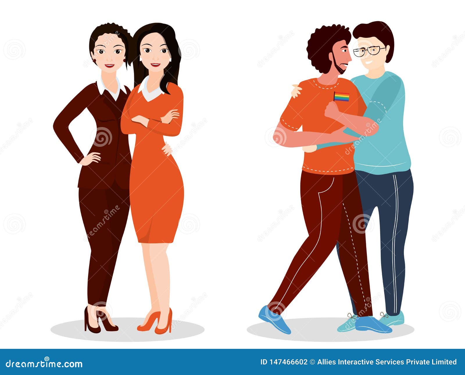 Vector Illustration Of Gay And Lesbian Couples Stock Illustration Illustration Of Diversity