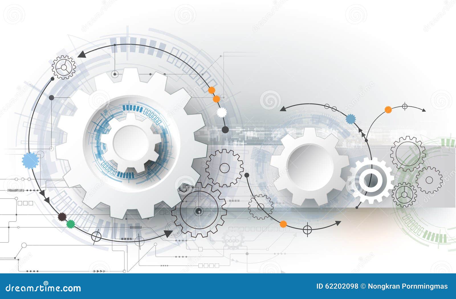   gear wheel, hexagons and circuit board, hi-tech digital technology and engineering